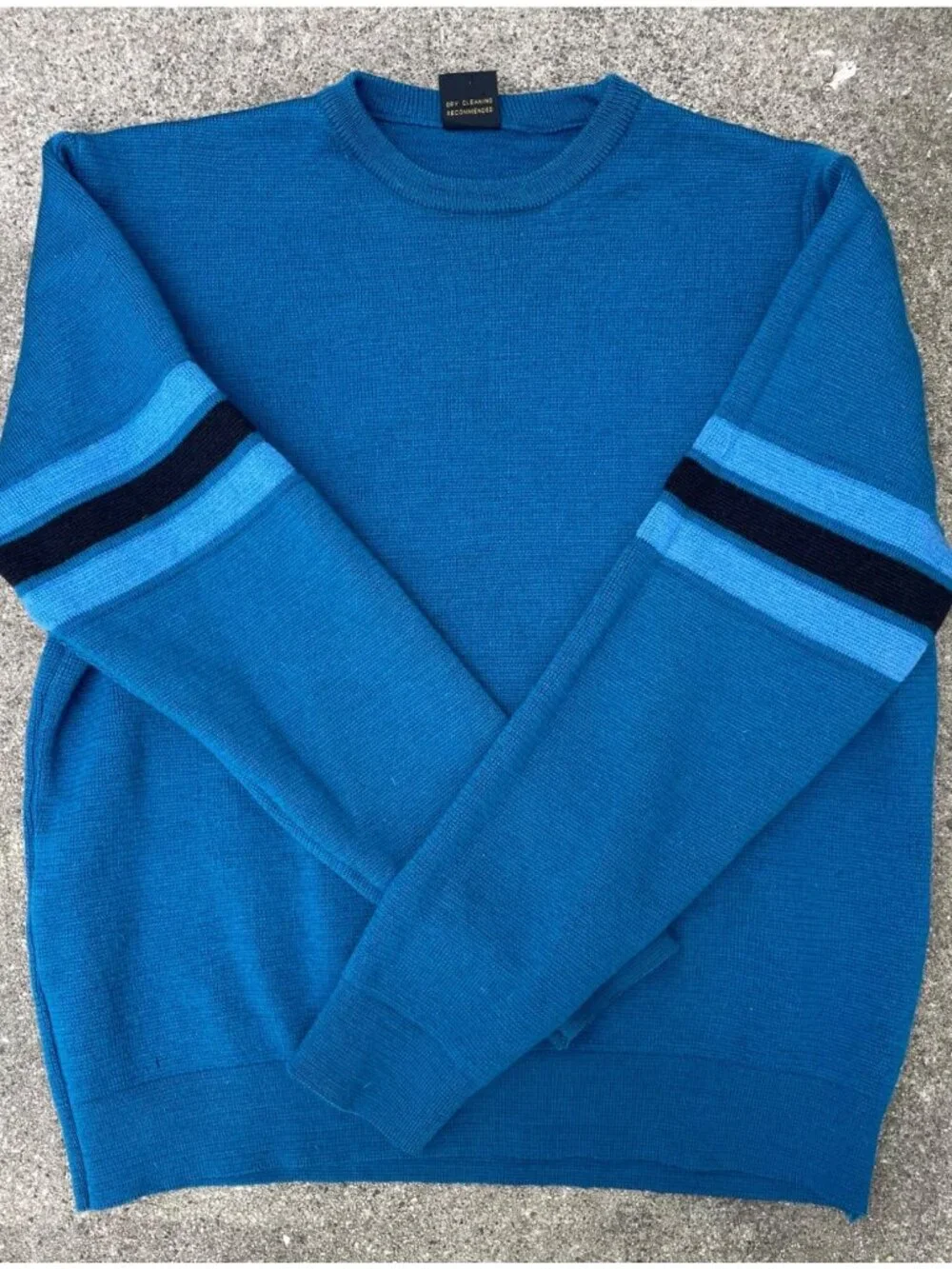 Vintage 90s Nordak Sweater Striped Blue Pullover 100% Wool XL Y2K Grunge Cottage